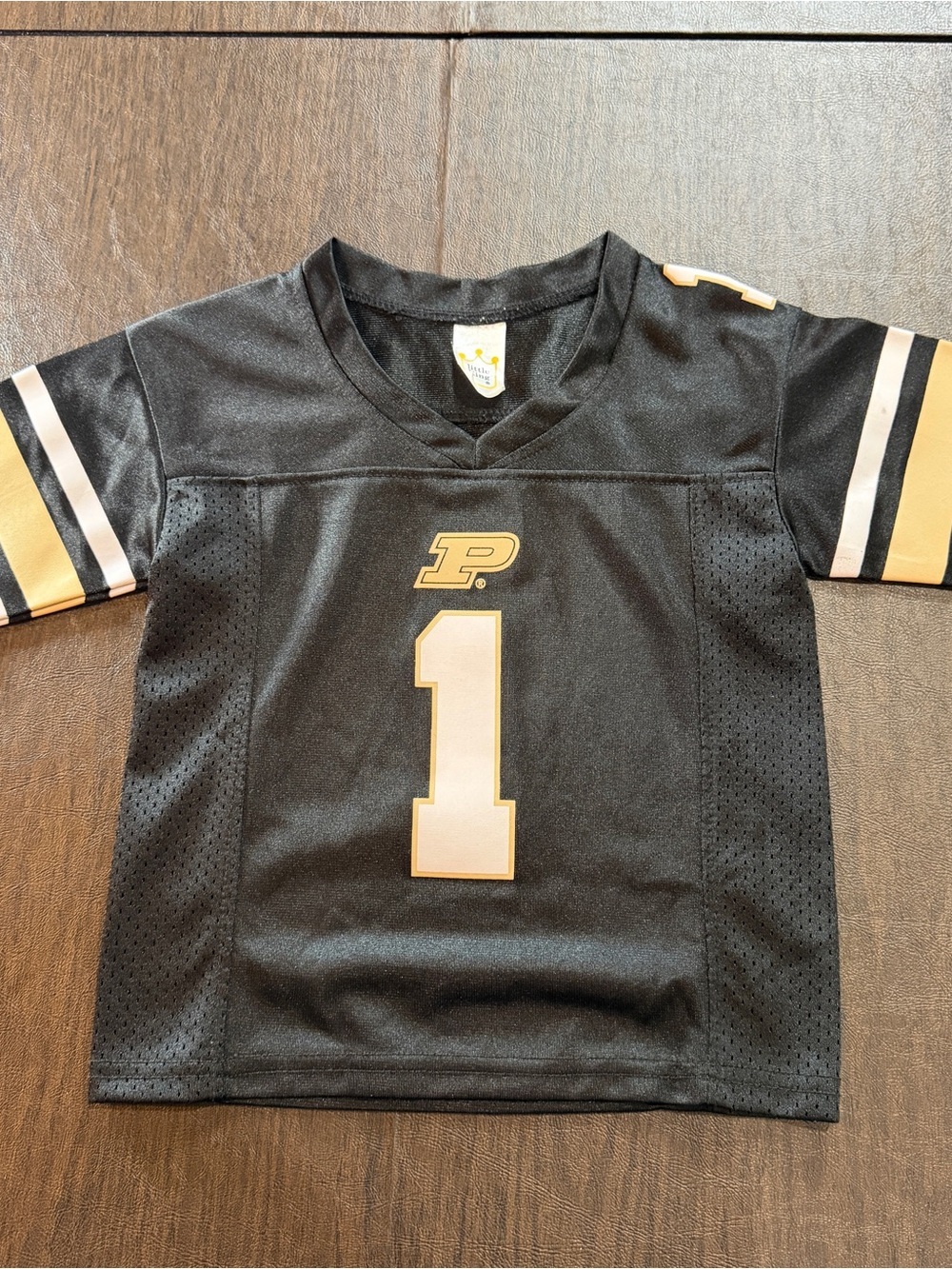Purdue University Boys Black & Gold Game Day Jersey Top #1 Sz XS (5-7)